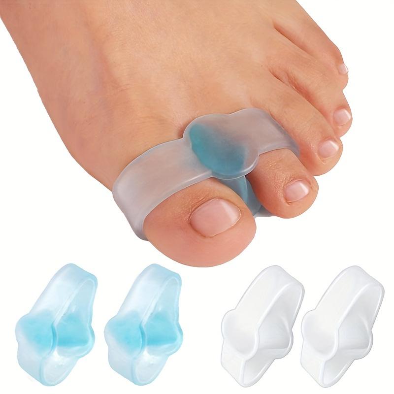2pcs/1pair Soft Gel Toe Separators for Men and Women, Big Toe Spacer Cushion Pads with 2 Loops, Blue/Transparent
