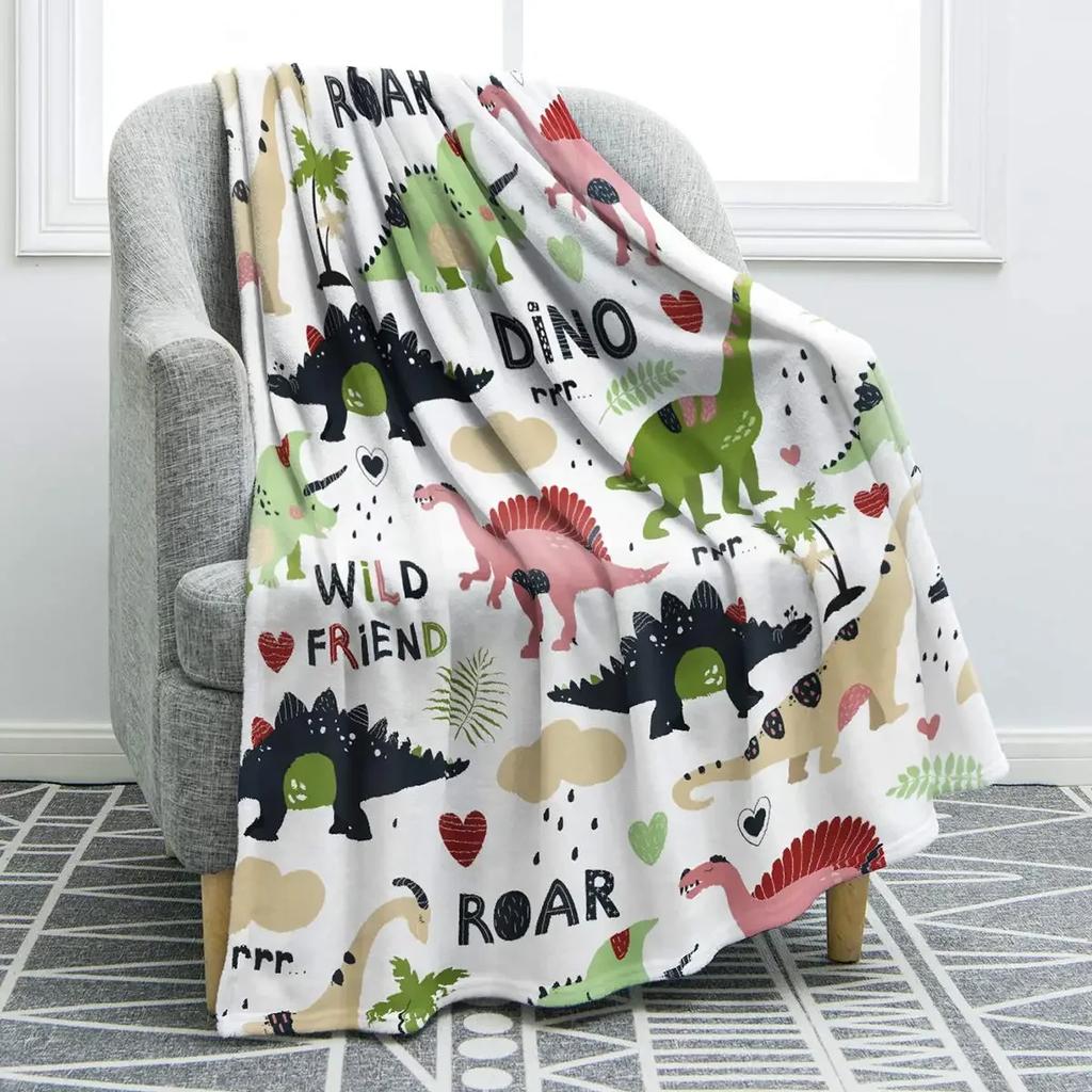 Dinosaur Blanket for Boys Jurassic Dino World Park Soft Flannel Throw Blanket Dinosaur Room Decor for Boys Gifts for Sofa Bed