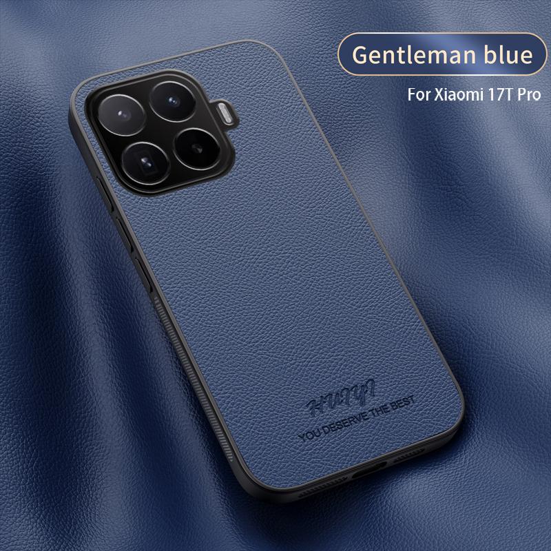 Étui Pour mi 17T Cuir d'Affaires de Luxe Cadre Souple Couvercle Magnétique Pour mi 17T Pro Étuis de Téléphone Capa Xiaomi 17T Pro bleu