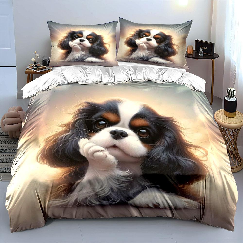 "Elegant Dog Portrait Set for Decor" Exquisite Three-piece Bedding Set Gift for Kids and Adults