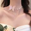 Romantische Vlinder Parel Strik Strikketting Dames Luxe Zijden Lint Zoete Chokers Sleutelbeenketting Temperament Sieraden Cadeau Feest