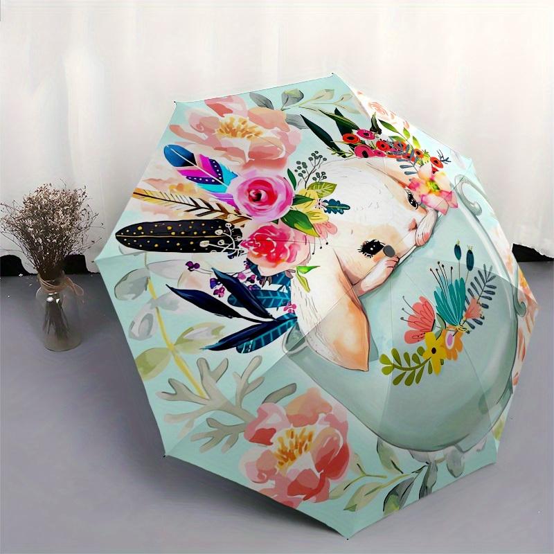 1pc Bunny Teacup Themed High-quality Umbrella,Automatic Opening and Closing Umbrella,Multi-functional Umbrella G0811193