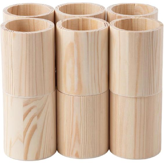 Pen Cup Holder 6 pcs Pine Pen Holder 3.1X3.1X3.9in Pencil Holder Multipurpose Pencil Cup Wooden DIY Pen Holder Desktop Organizer for Office Home (6) 6