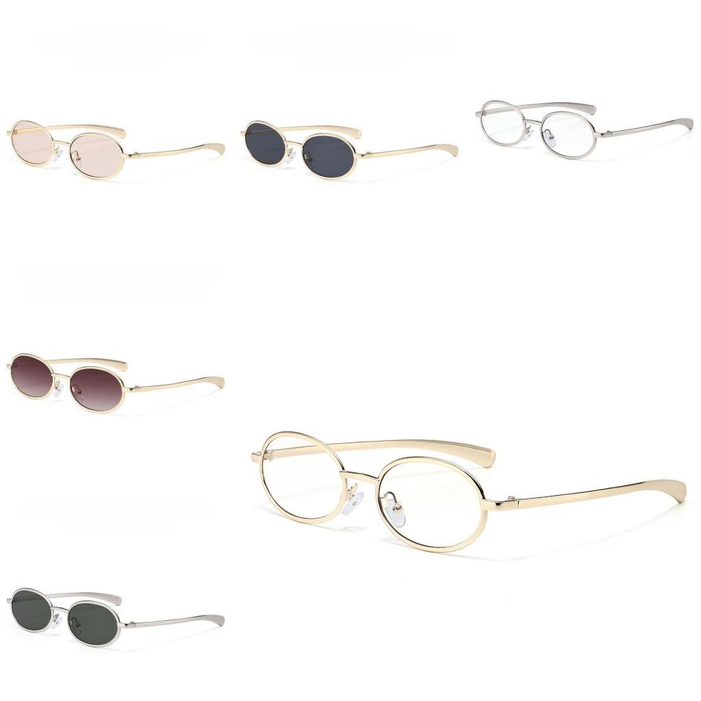 Retro Metal Elliptical Sunglasses With Uv400 For Casual Wear And Travel