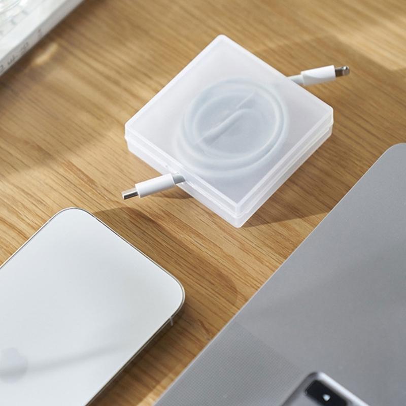 5 Pieces Portable Cable Organizers Box Retractable Cord Management Winder Case Phone Holder for Office Home or Travel