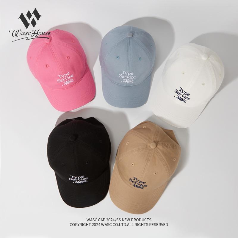 Retro small letter baseball hat women's spring and autumn soft top curved brim hat summer versatile big head circumference peaked cap men
