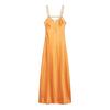 European Women's Fashion: Silk Satin Midi Slip Dress with Decorative Style