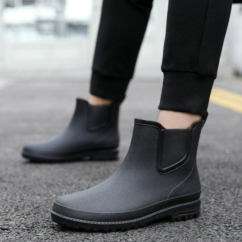 Fashion Men's Rain Boots Waterproof Shoes Fashion Outdoor Ankle Boots Fishing Rubber Shoes Non-slip Short Boot Platform Warm Water Boots