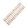 30PCS Glossy Nude Long Fake Nails with Green Pattern Prevailing Natural Look Press-On Nail Sets for Fingernail DIY Decoration