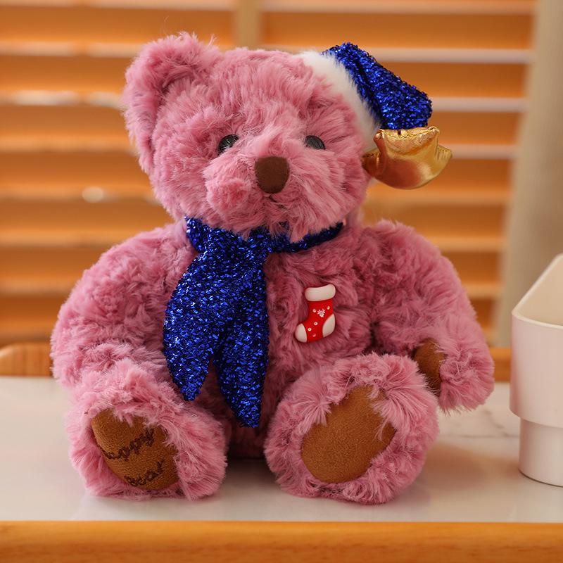 Christmas Bear Doll Christmas Cute Scarf Teddy Bear Plush Toy Doll Christmas Gift Girl