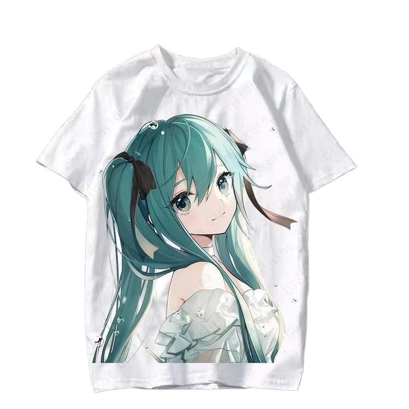 2026 Hot Selling Fashion New Anime Japanese Cartoon Characters Cute MIKU Summer Round Neck Top Pattern Tshirt Large