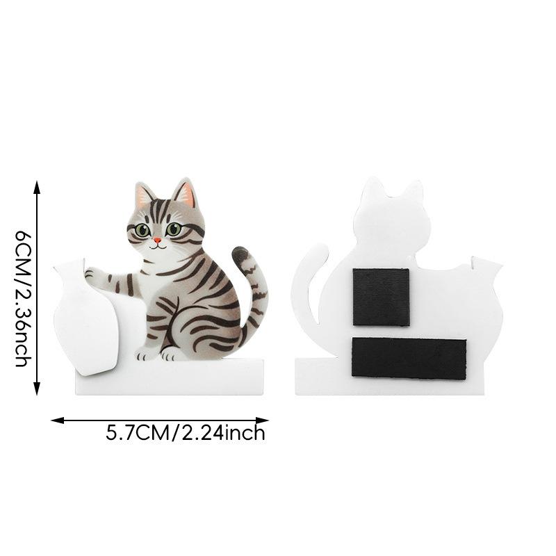 Refrigerator Magnets Cat Pushing Vase Decor Cat Whisker Collection Memorial Box Fridge Magnet Home Office Decoration For Gift