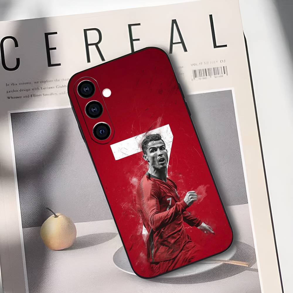 C-CR7 Football Ronaldo Phone Case For Samsung Galaxy A73,A72,A71,A70,A53,A52,A51,Soft Silicone Black Cover