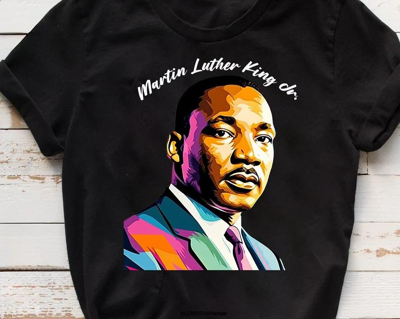 Martin Luther King T Shirt Europe United States Fashion Men Women Short Sleeve Tees Streetwear Loose Casual Retro Trend Portrait
