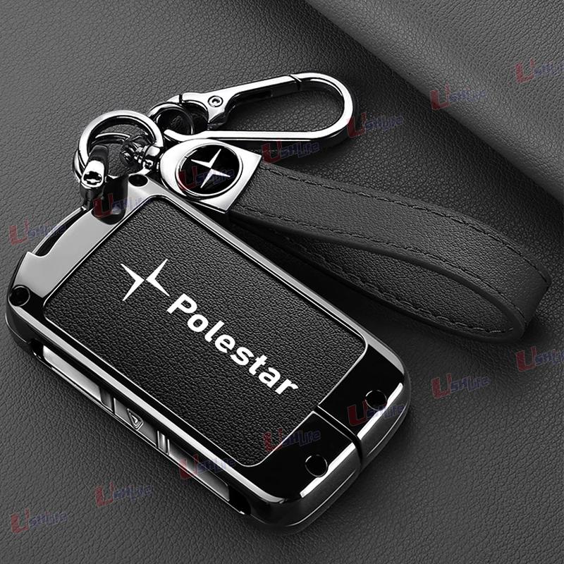 

For Volvo Polestar 1 2 Polestar 3 Polestar 4 2024 2025 Leather Car Key Case Cover Shell Protector Keychain Fob Bag Accessories чёрный