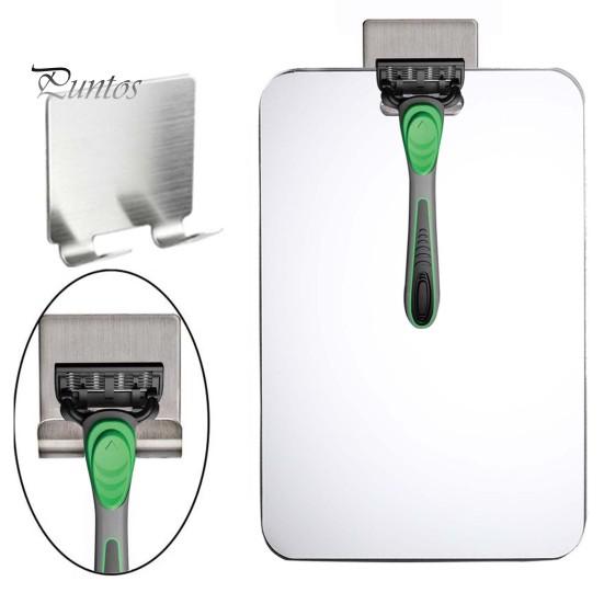 30x20CM Fogless Shower Mirror with Suction Cup Razor Holder Hook Anti-fog Men Shaving Makeup Mirror Shatterproof Frameless Bathroom Hanging Vanity