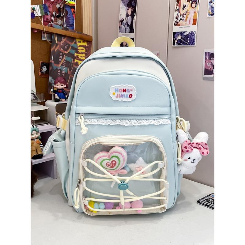 The new schoolbag is fresh and sweet, candy-colored backpack, lightweight spring outing for junior high school students, and large-capacity backpack.