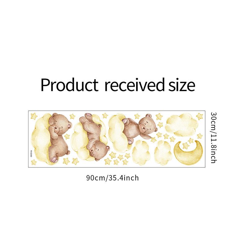 Cartoon Blue Teddy Bear Moon Wall Stickers For Kids Room Baby Nursery Decor Bedroom Wall Decals