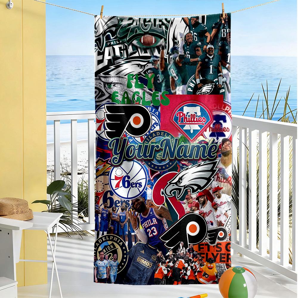 Philadelphia Eagles Personalized Name Beach Towel Soft Durable Quickdry