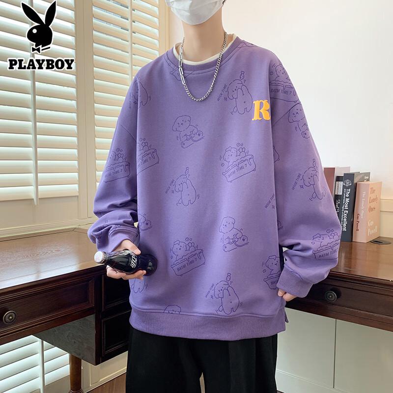 Playboy Men's Casual Long Sleeve Crewneck Top