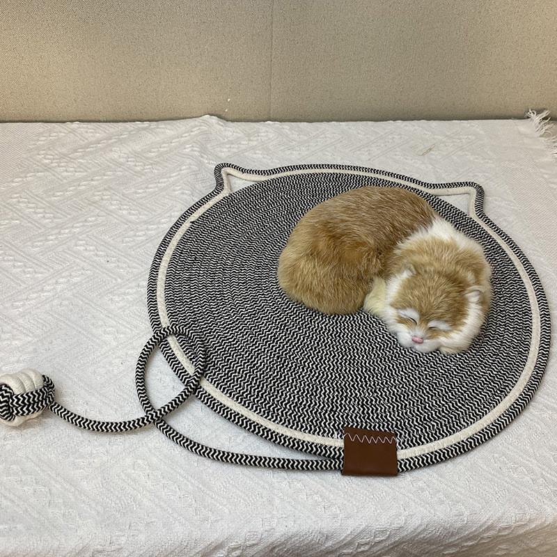 Cotton Rope Woven Cat Scratcher Mat Sleeping Pads With Toy Ball Durable Washable Pet Bed For Cats Owners