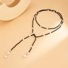Luxury Handmade Black Crystal CCB Bead Necklace Women's Charm Baroque Pearl Y Shape Long Tassel Sweater Chain Punk Jewelry
