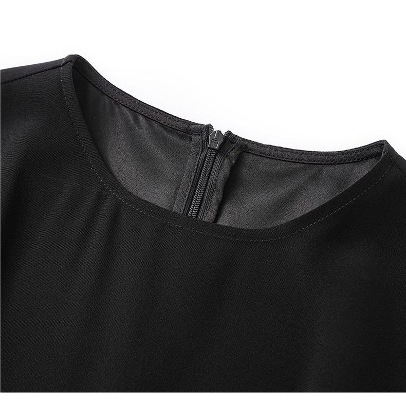 Women's Summer Satin Panel Ruffle Short Sleeve Dress - Bright Silk Waist-Gathering