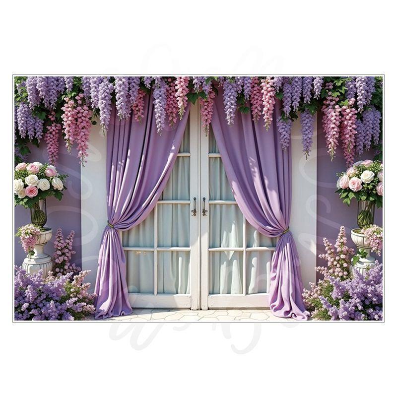 Birthday, Wedding and Engagement Party Backdrop Fabric, Luxurious Curtains, Gauze Drapes, Flowers, Photo Backdrop Fabric