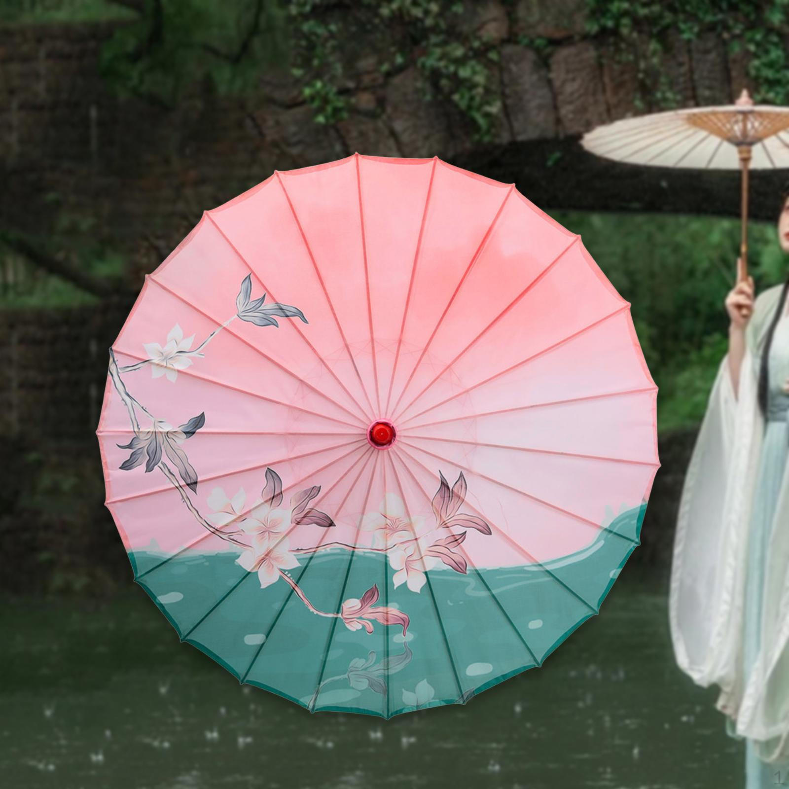 

Китайский зонтик из промасленной бумаги, Декоративный цветочный узор, Традиционный зонтик для классического танца для Style F