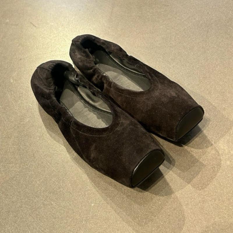 Sheepskin version~ Korean niche suede square head shallow mouth soft sole single shoes women's spring ballet flats