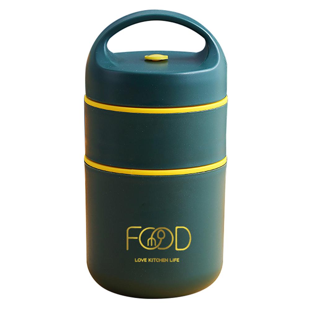 

Portable Double Layer Lunch Box PP 304 Stainless Steel Insulated Food Container for Office Workers (BPA Free, No FDA) Blackish Green