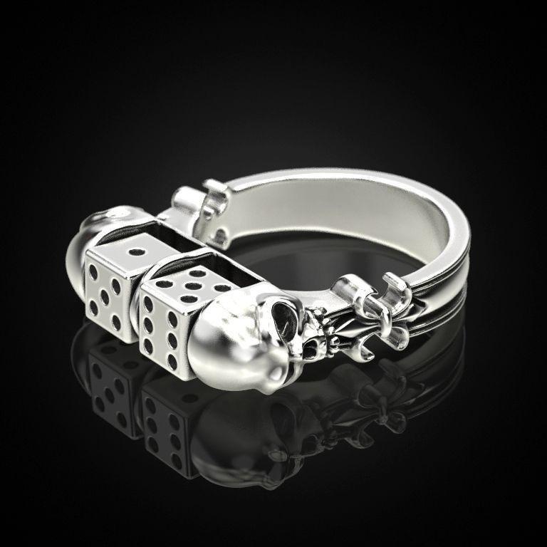 Zhenrong Rotating Skull Two-Tone Punk Ring