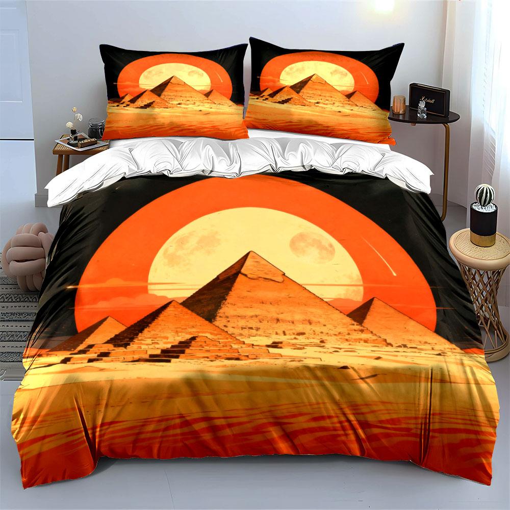 Pyramid Sunset Desert Art Decor Soft Comfortable Duvet Cover Bedding Set Included 1*Duvet Cover & 2*Pillowcases, Gift