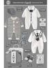 Newborn Baby Boy Gift Box: Off-White & Grey Striped Outfit - High-End Spring Festival Full Moon Collection