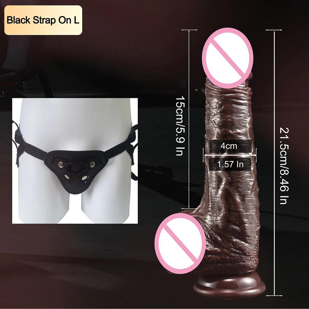 Umschnalldildos für Frauen, realistische Haut, gleitende Vorhaut, Hoden, Dildo für Anal, großer Penis, Sexspielzeug, Penis
