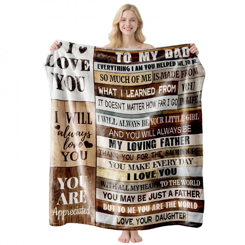 Soft Fleece Blanket With Customizable Gift Text Print Sofa Nap Or Air Conditioning Use