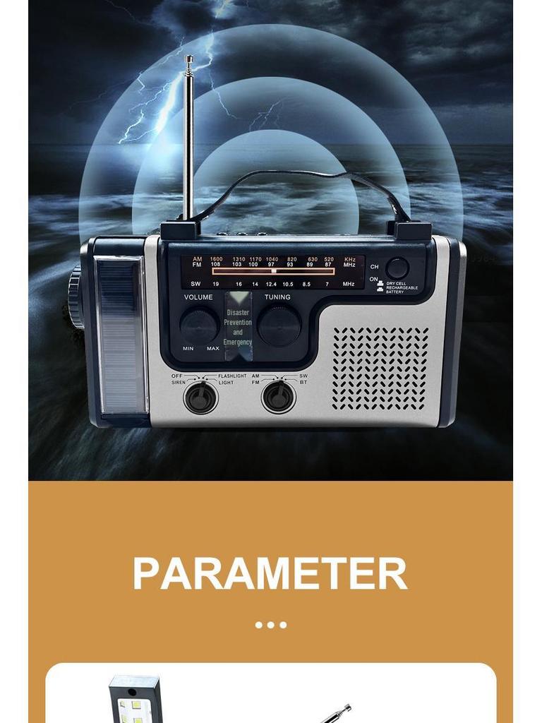 Portable Hand-Crank & Solar Emergency Radio with Multifunctional Lighting for Disaster Preparedness