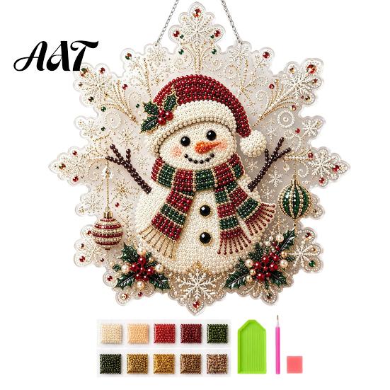 Festliche Heimwanddekorationen Weihnachten Perlmutt-Malerei Sonnenfänger Kunst-Bastelset, Acryl-Schneeflocken-Form Platten-Ornament Bastelsets mit Spitzenrand, 3D