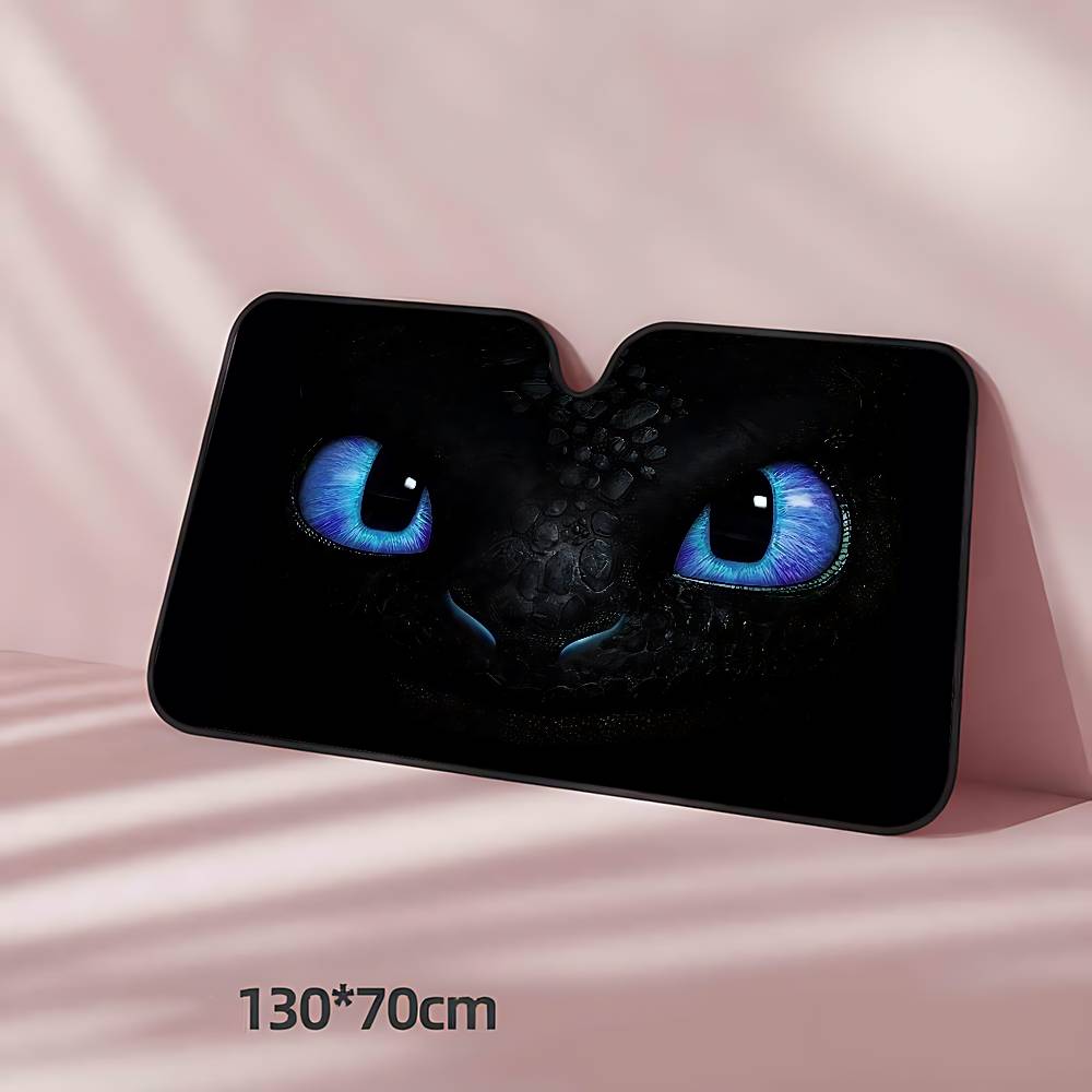 Cartoon EYE Toothless Stylish Trendy Windshield Sunshade, Car Windshield Cover, Car Sunshade Curtain, Car Sun Protection Cover