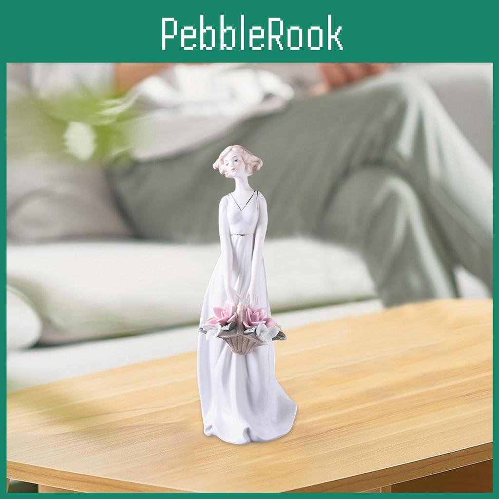Lady Girl Ceramic Porcelain Figurine Statue Collection Centerpiece Modern For Office