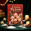 Holiday Party Supplies Piggy Family Advent Calendar, 2D Flat Acrylic 24 Days Hanging Decor Ornaments, Decorative Christmas Countdown Gift Box