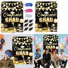 Graduation Black Gold Party Blindfold Game Poster Set Decor With Stickers
