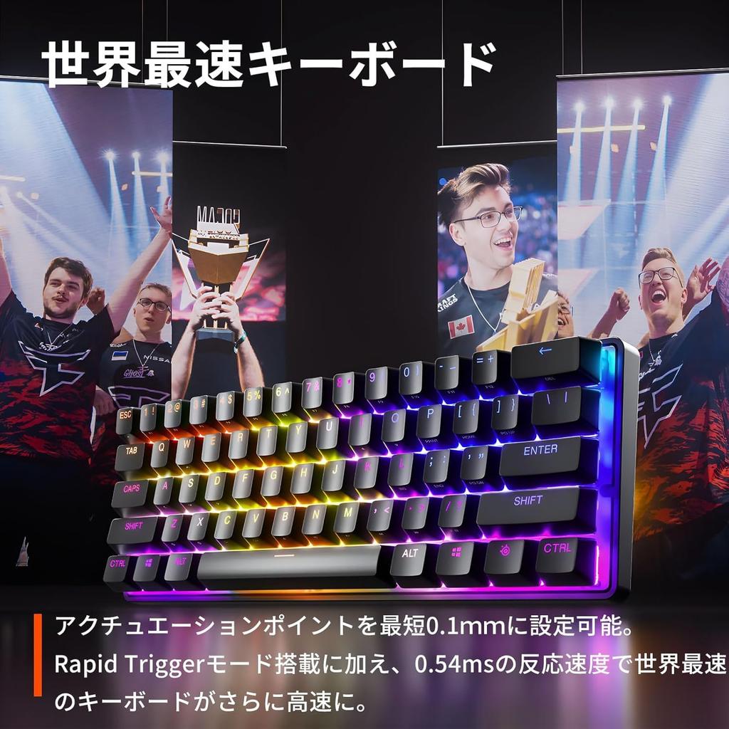 Apex Pro Mini Wireless Gaming Mini US English Quantum Wireless OmniPoint Action Black Keyboard, Size, Layout, Layout, 2.0 Connection, Switches, 2-in-1