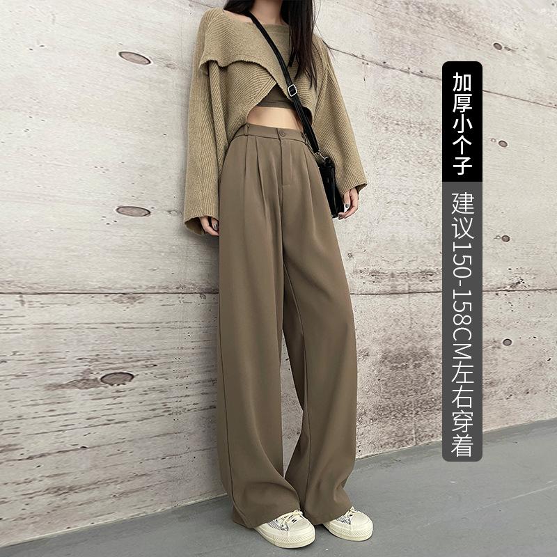 Nettext Suit Pants Women's Spring and Autumn New Mopping High-waisted Wide-leg Pants Drape Casual Straight Narrow Version Small Pants