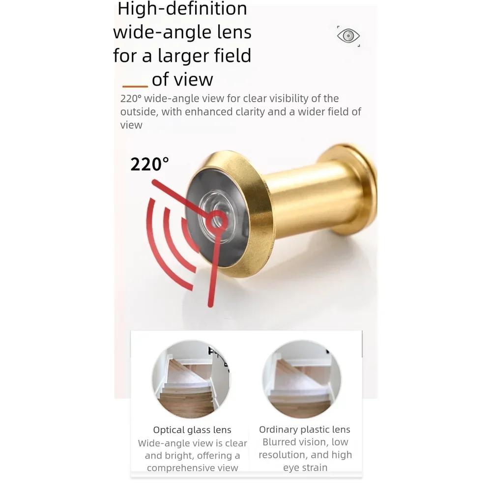 High Definition Brass Peephole Door Viewer with Dust Proof Rear Cover and Adjustable Length Design for Secure Door Installation