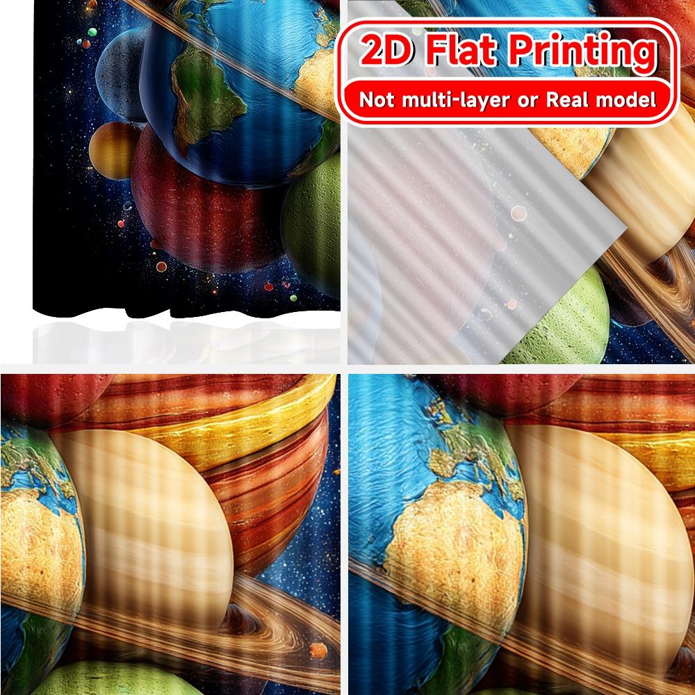 2D FLAT PRINTING 2pcs Curtains (Without Rod) Celestial Planets In Space Valentine Is Day Festival Creative Curtains Versatile