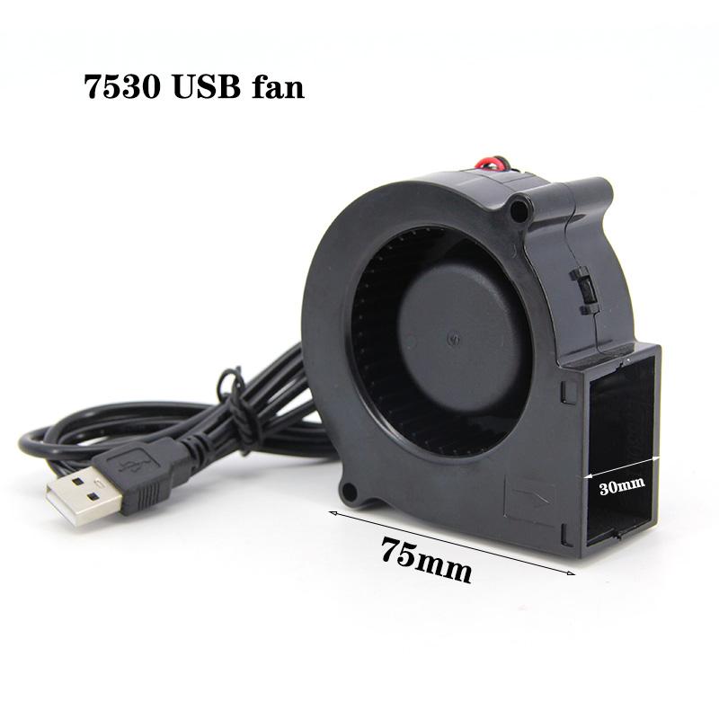 

DC 5cm 5V USB 5015 7515 7530 Повітродувка Turbo Cooling Fan Brushless для 3D-принтера Cooler Cooler Power Inverter Air Pump PC CPU 7530 usb