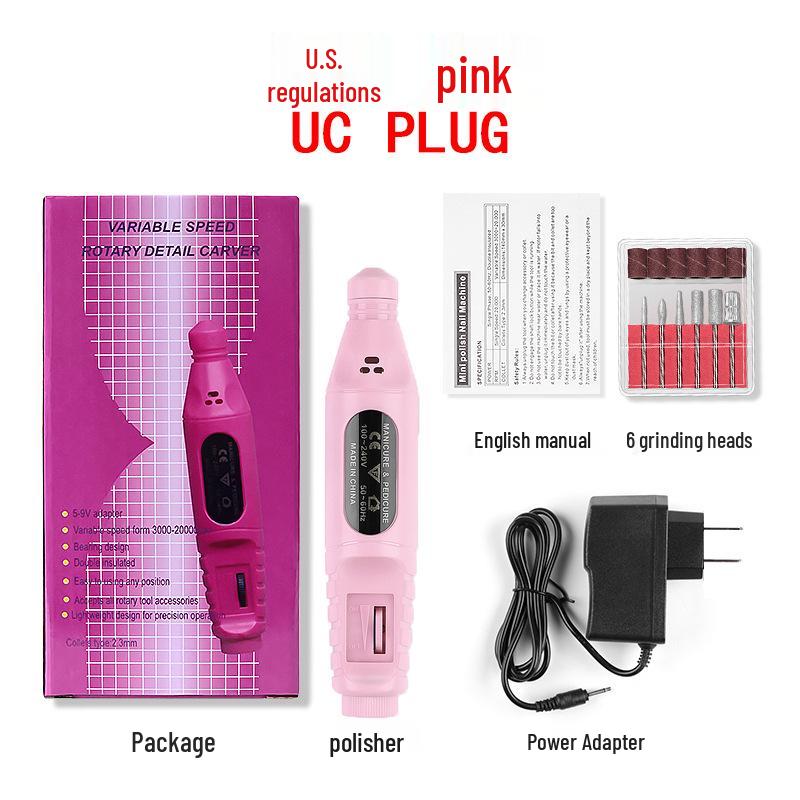 "Portable Electric Nail Polisher with Convenient Handle and Cap"