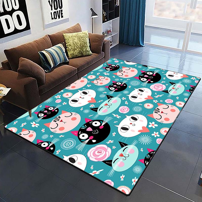 Cute Cat Carpet Yoga Living Room Children's Crawling Mat Picnic Mat Kawaii Rug Doormat Area Rug Games Area Washroom Floor Mat