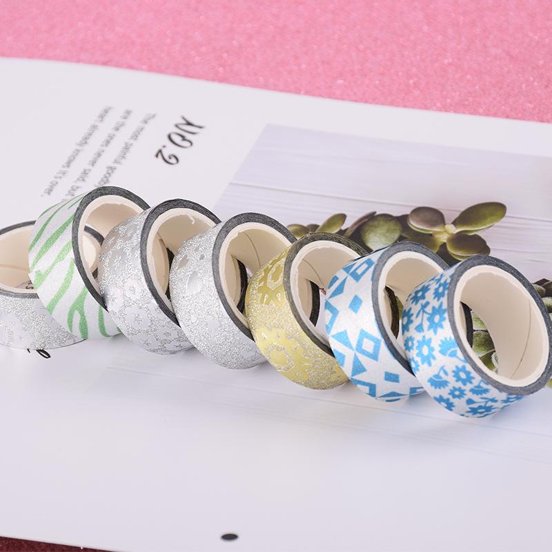 50PCS Glitter Washi Tape Stationery Scrapbooking Decorative Adhesive Tapes DIY Color Masking Tape School Supplies Papeleria